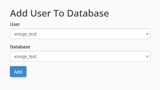 cpanel add user to database
