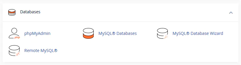 cpanel section database