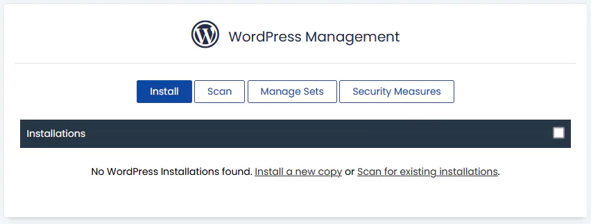 Install manage WordPress