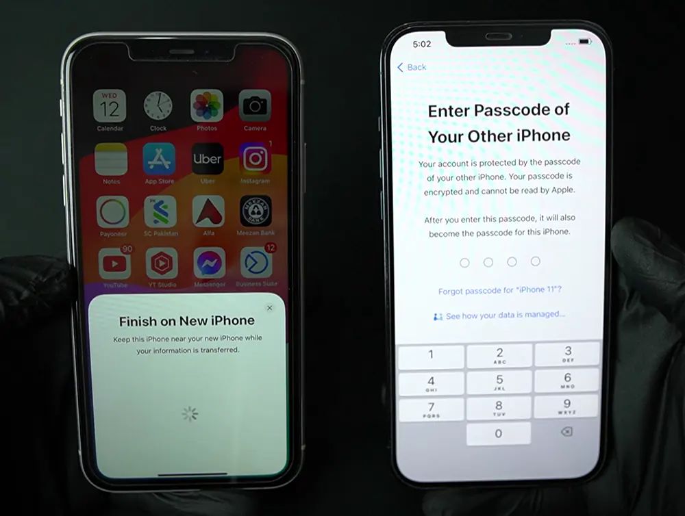 Transfer Data from iphone to iphone: Enter the passcode